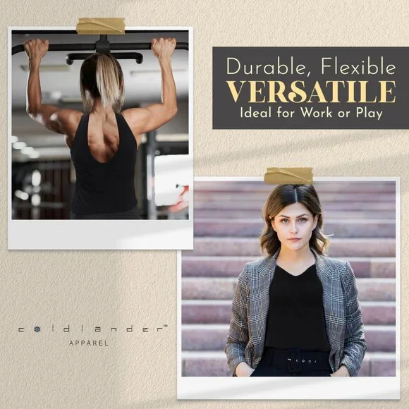 Women's Black Tank Top by Coldlander.com, 100% Cotton with Built-in Bra - Picture 4 of 7